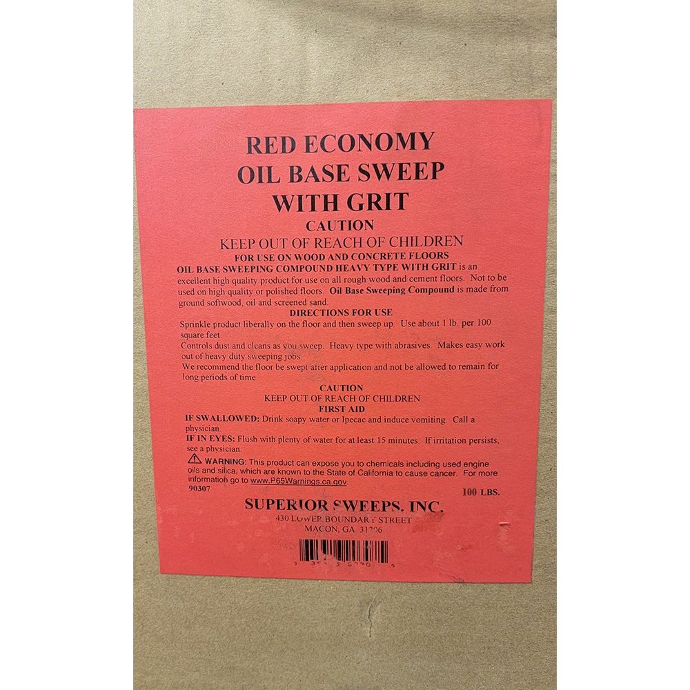 100 POUND RED ECONOMY OIL BASE SWEEPING COMPOUND WITH GRIT