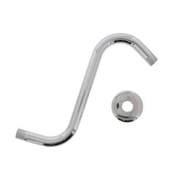 <R> S-SHAPED SHOWER ARM CP RAISES SHOWER HEAD 8" W/FLANGE
