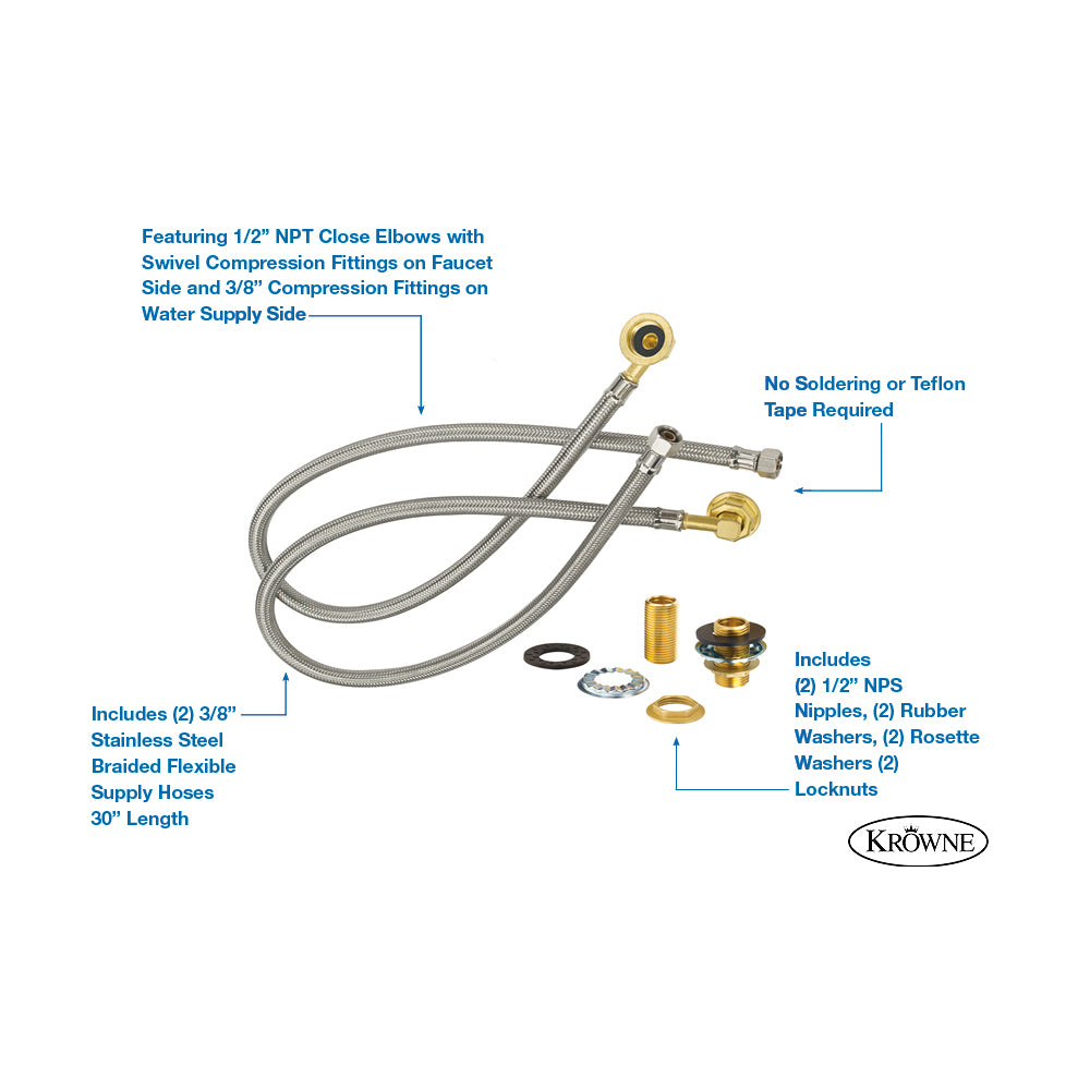 E-Z INSTALL FLEXIBLE WATER LINE KIT 3/8"C X 30"L SS