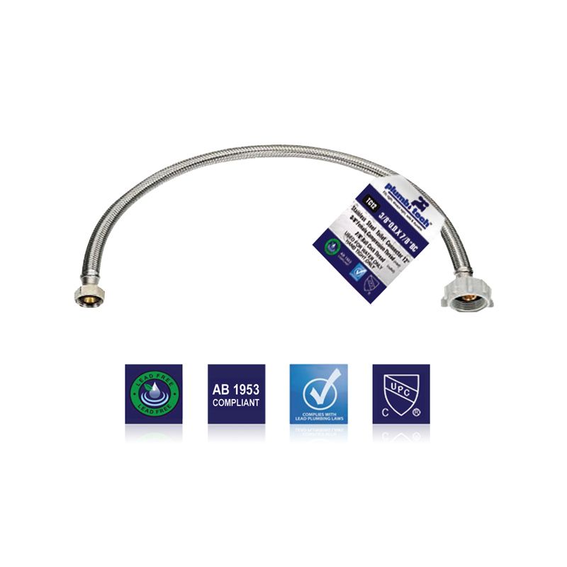 TOILET SUPPLY LINE CONNECTOR 20-IN X 3/8-IN OD X 7/8-IN BC