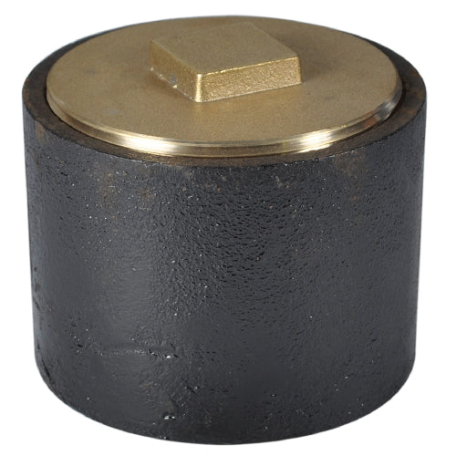 6"C/I CLEANOUT FERRULE W/3-1/2"RAISED BRASS PLUG