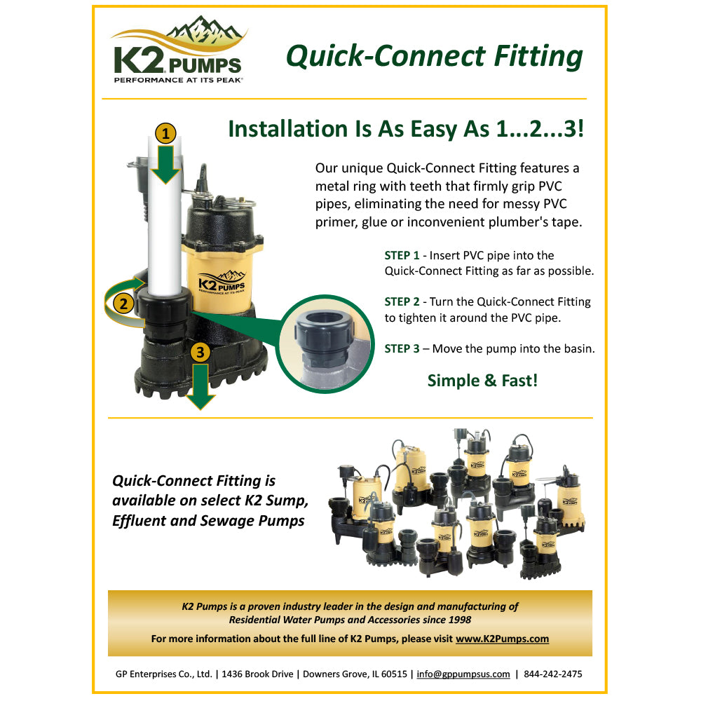 1/2 HP SEWAGE PUMP WITH PIGGYBACK VERTICAL SWITCH
