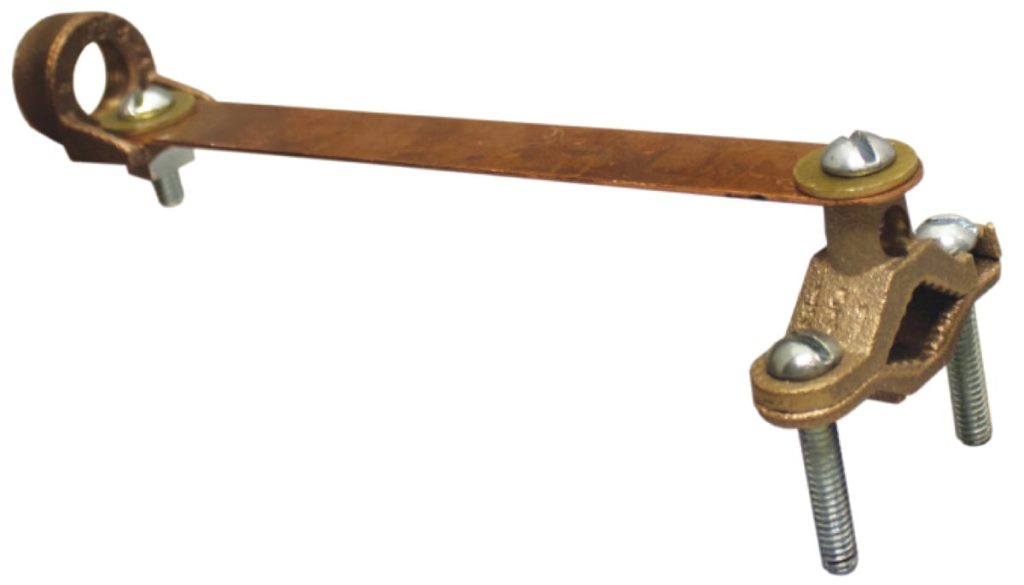 1/2-1"GRD CLAMP W/STRAP & HUB BRONZE/7"STRAP & 3/4"HUB