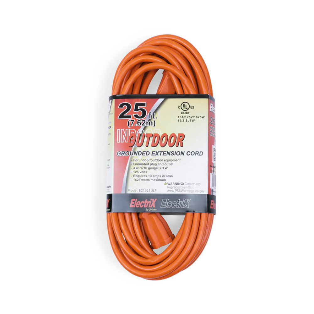 EC1625ULF, 25ft Indoor/Outdoor Grounded Extension Cord, UL Certified