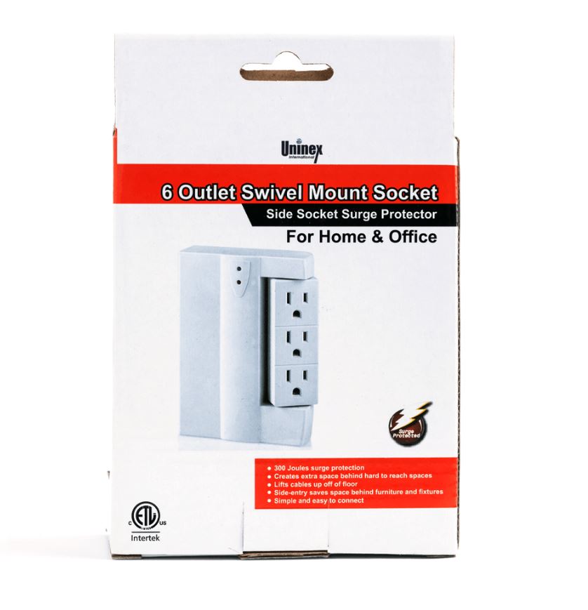 6 OUTLET SWIVEL SIDE SURGE UL 300 JOULES
