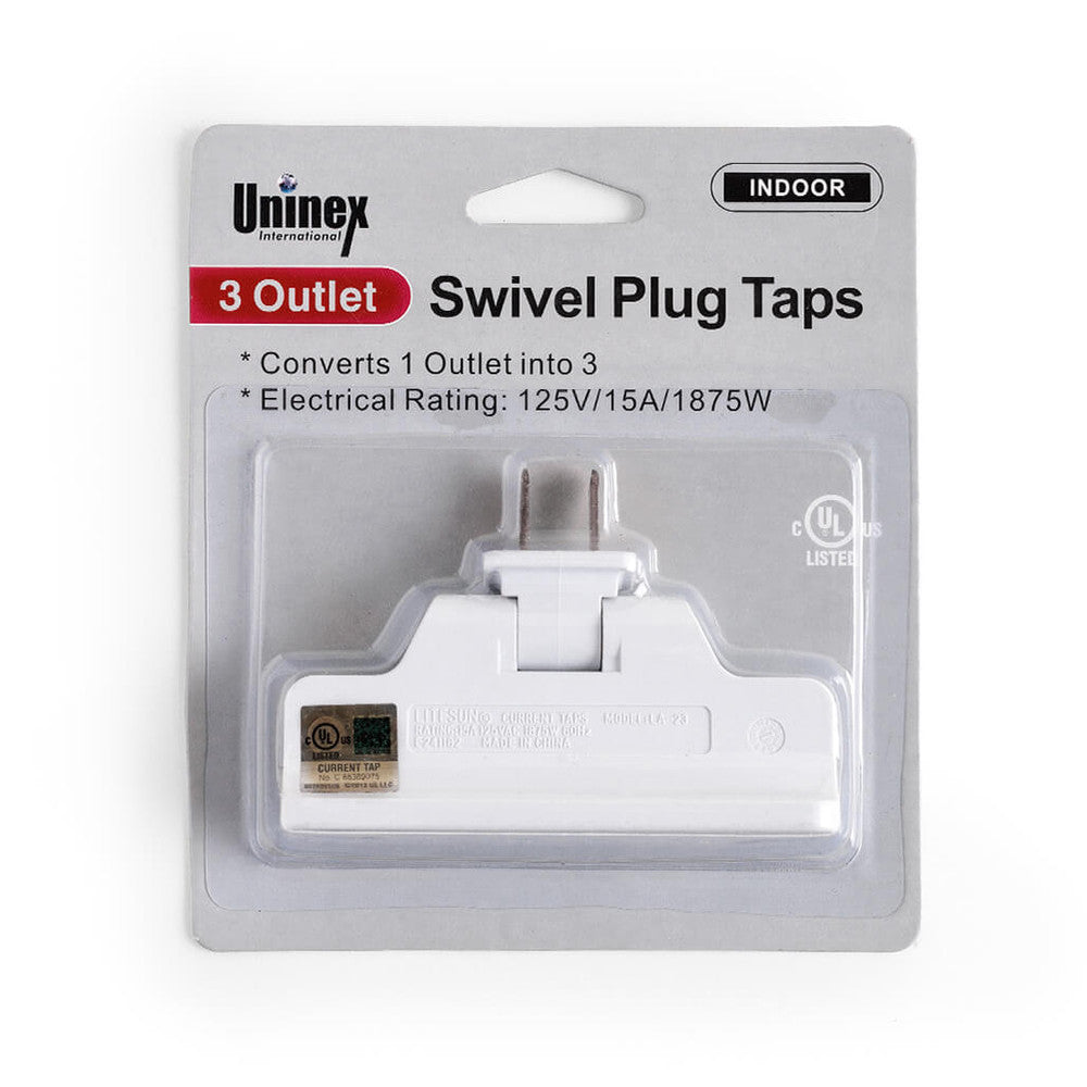 3-OUTLET SWIVEL PLUG TAPS 125V 15A UL
