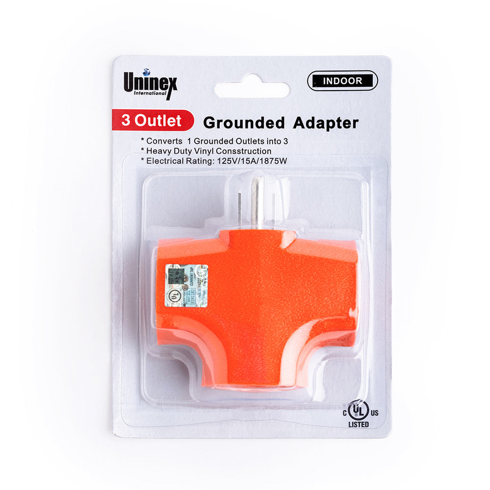 3-OUTLET ADAPTER GROUNDED H/D 125V 15A 1875W UL