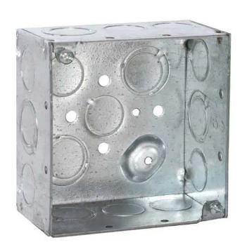 4"SQ BOX-2 1/8" DEEP 1/2" +3/4" KO