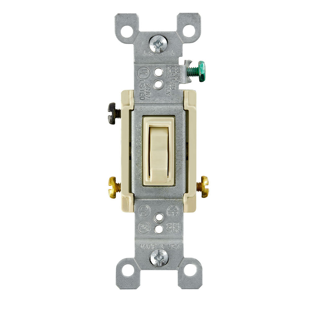 <S> 6 PACK - 15A 120V IVORY 3-WAY TOGGLE SWITCH
