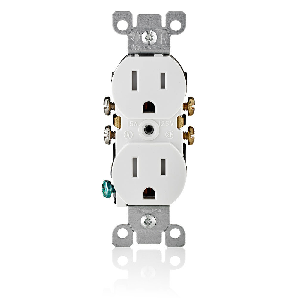 10 PACK - 15A 125V WHITE 2-POLE DUPLEX RECEPTACLE
