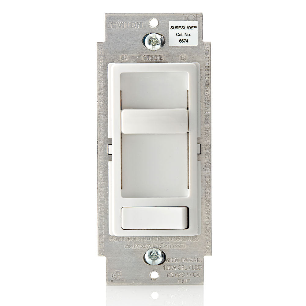SP/3W UNIV P/S DIMMER-WHITE 600w INCANDES/150w DIM LED/CFL