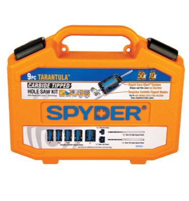 <C> 9 PC TARANTULA HOLE SAW KIT CARBIDE TIPPED