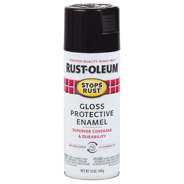 12 OZ. STOPS RUST SPRAY PAINT PROTECTIVE ENAMEL GLOSS BLACK