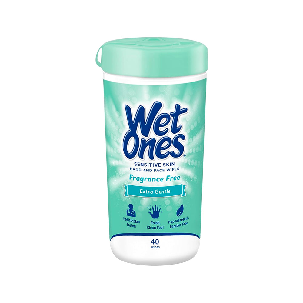 WET ONES SENSITIVE SKIN HAND & FACE WIPES, 40 COUNT