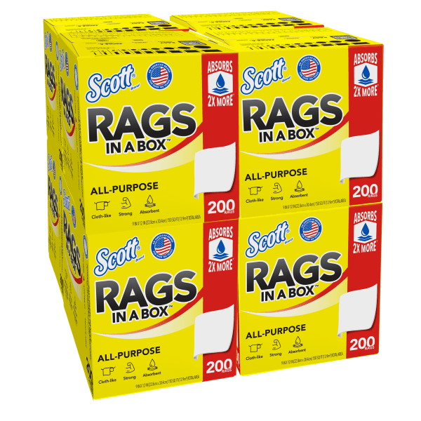 200 COUNT SCOTT RAGS IN A     BOX  ALL-PURPOSE TOWELS  9X12"