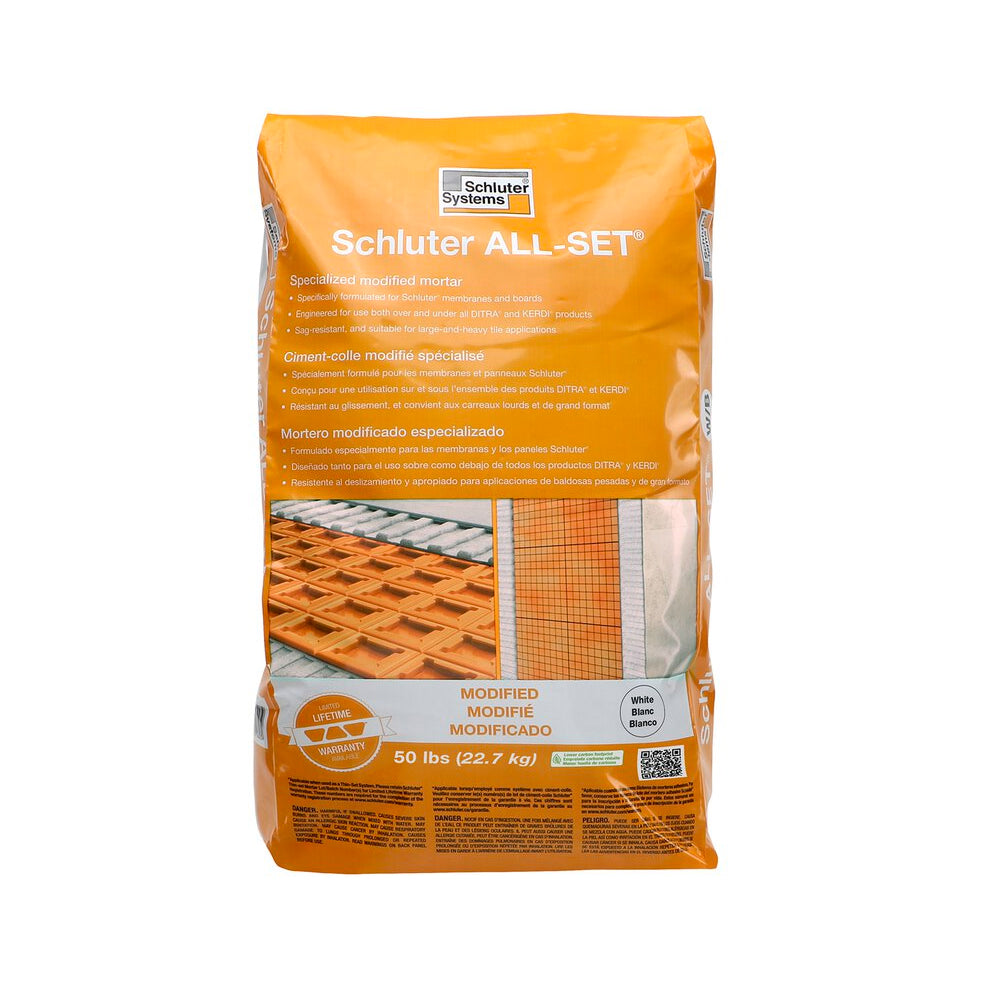 SCHLUTER ALL-SET SPECIALIZED  MODIFIED THIN-SET MORTAR WHITE
