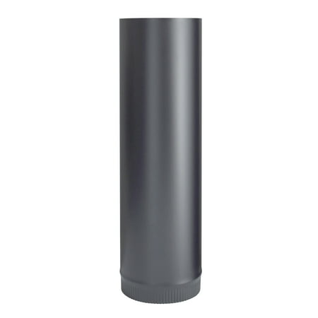 <C> 8"x2'BLK STOVE PIPE-24ga  BLACK MATTE FINISH