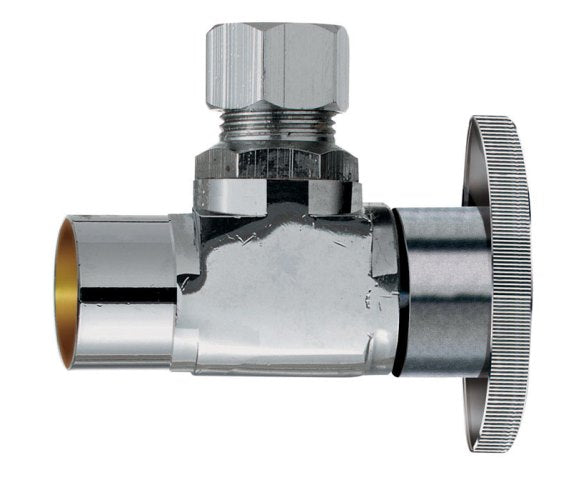 <C> 3/8Cx1/2SWT QT ANGL STOP V30/BX CP QTR TURN-BOXED