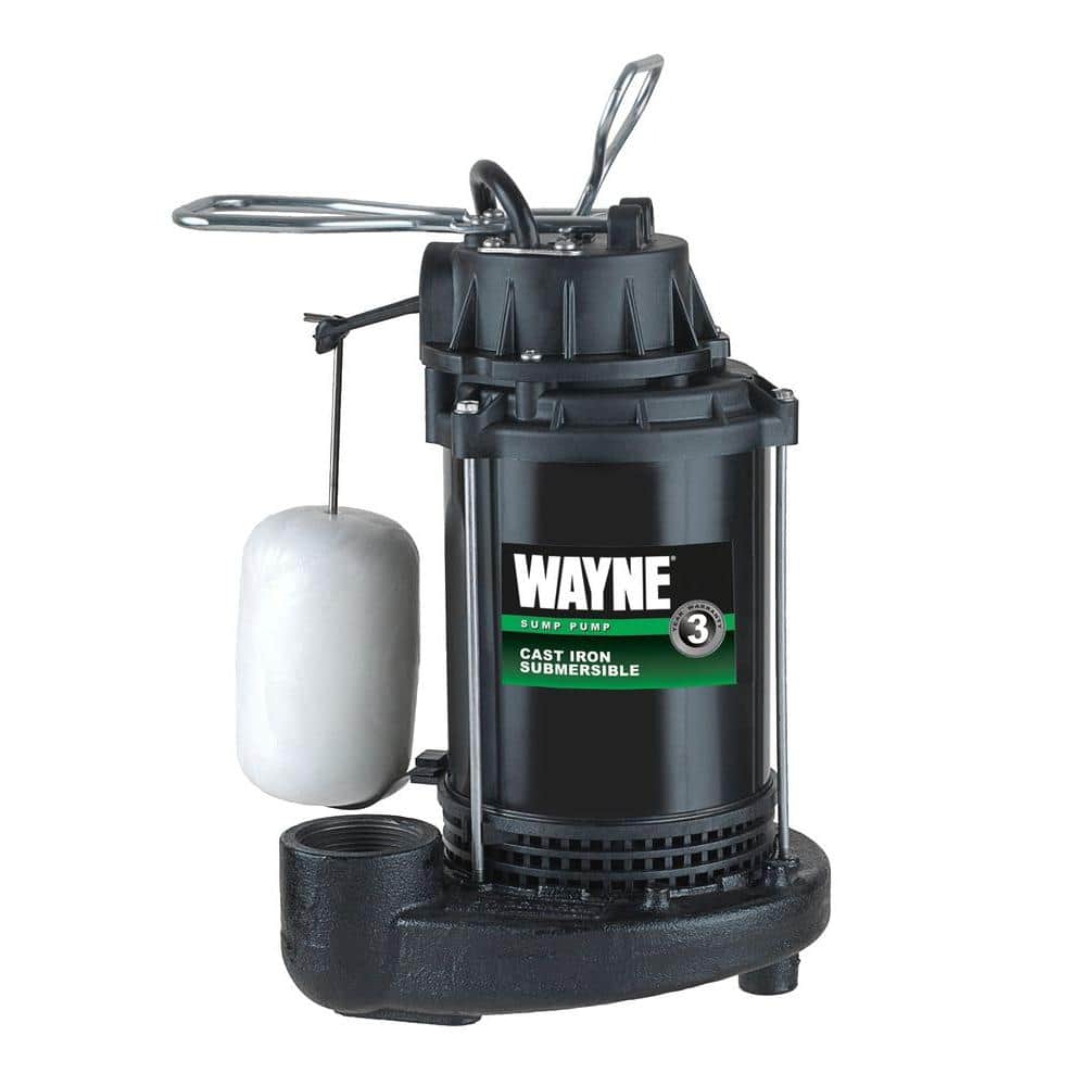 1/2hp CI SUBM SUMP PUMP       3150gph@10'/VERT FLOAT/3yr WAR
