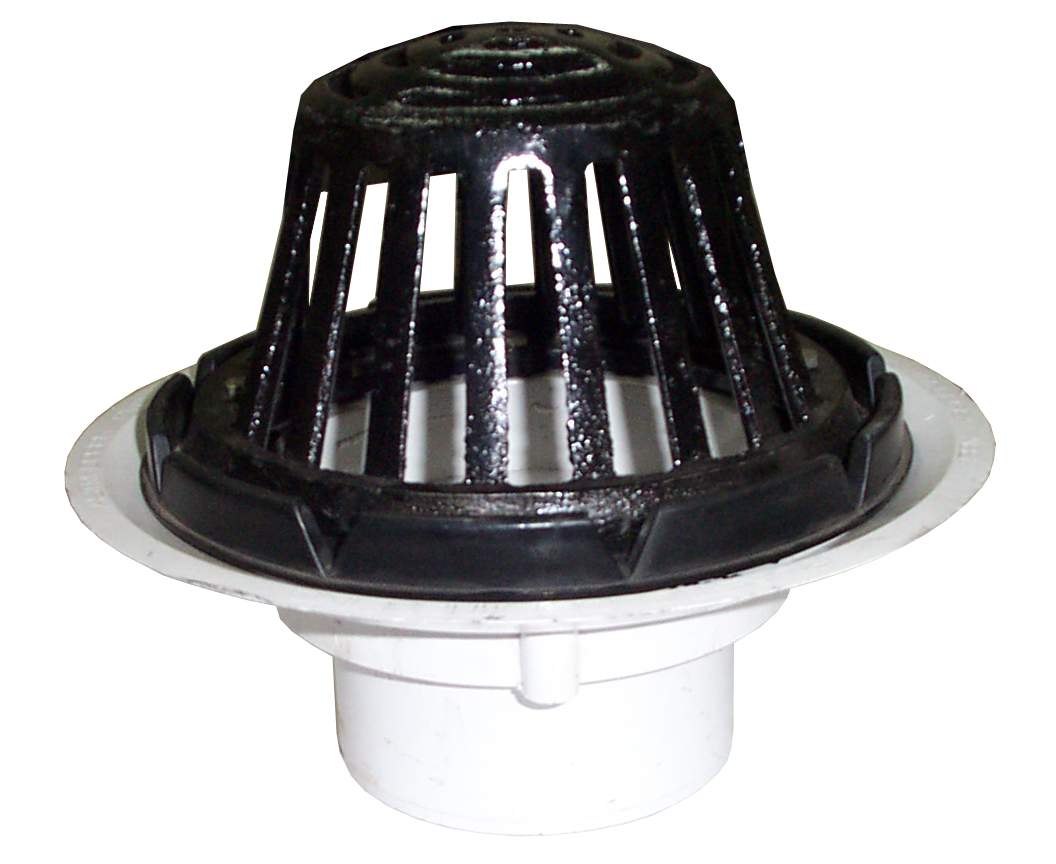3"PVC/CI ROOF DRAIN-BRS INSERTCAST IRON DOME/GRAUEL GUARD