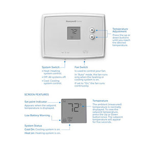 HONEYWELL HOME HEAT AND COOL  NON-PROGRAM DIGITAL THERMOSTAT