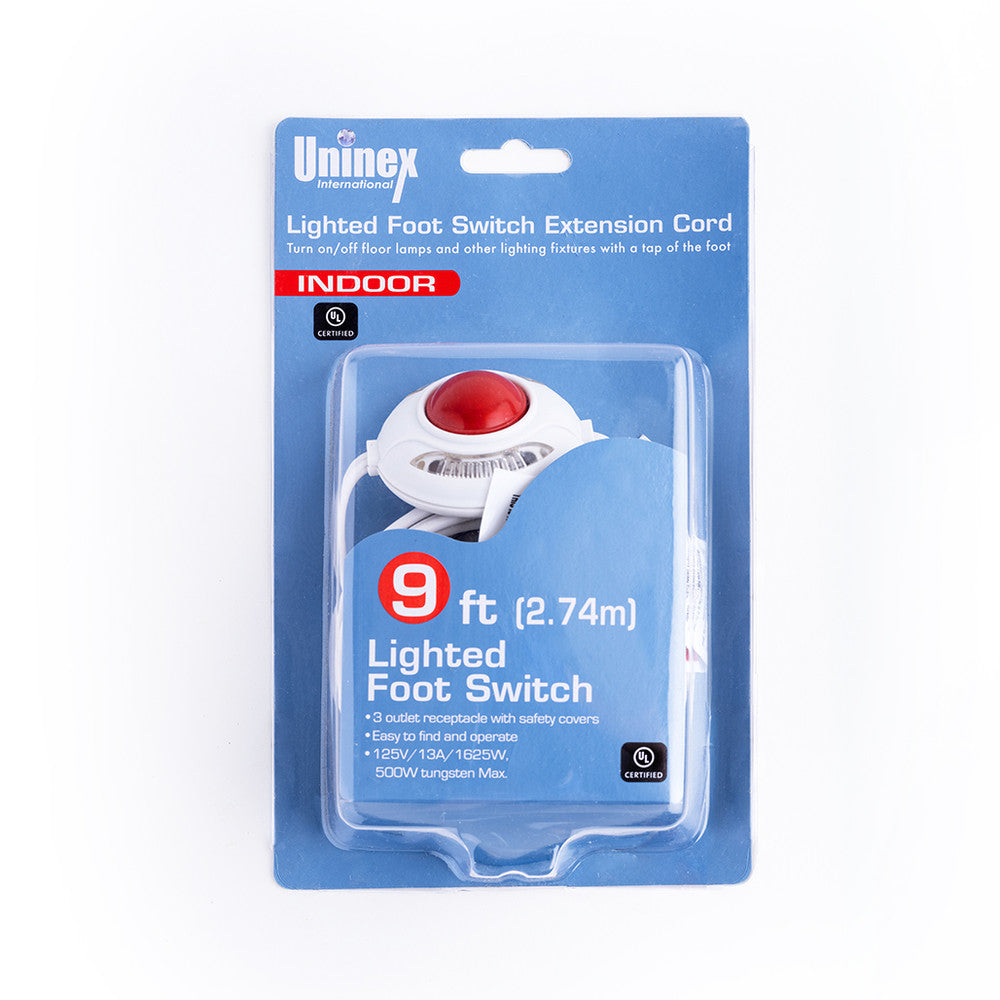 <S> FOOT SWITCH LIGHTED 9FT.CO3/OUTLET 125V 1625W UL