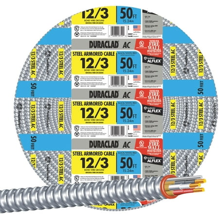 12-3 50'STL BX CABLE          14.28#/ROLL-STEEL ARMORED CABL