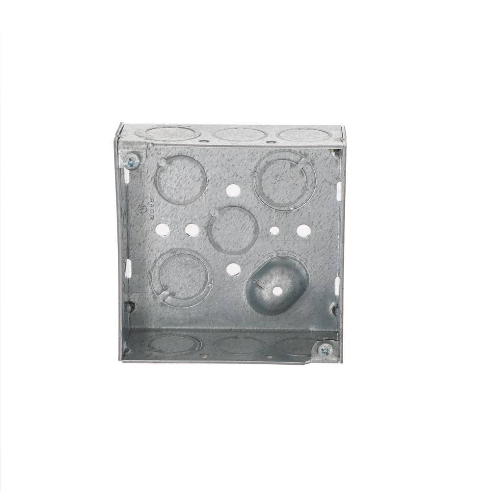 4" SQUARE BOX  WELDED  1-1/2" DEEP WITH 10 1/2" KO & 6 TKO'S