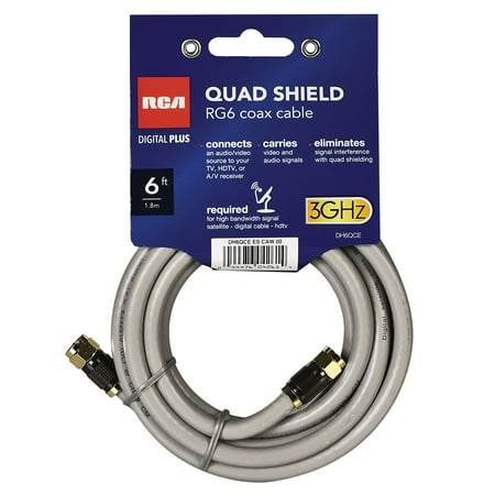 <C> 6'RG6 QUAD SHIELD COAX CABDIGITAL AV/VIDEO/HDTV/RECEIVER