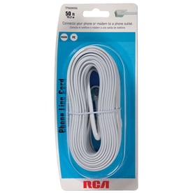 50'WHT.PHONE LINE CORD-BASE   RJ-11/4-WIRE/PLUGS BOTH ENDS