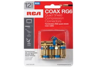 12pk.RG6 QUAD COMPRESSION CON.COAX CABLE QUAD SHIELD