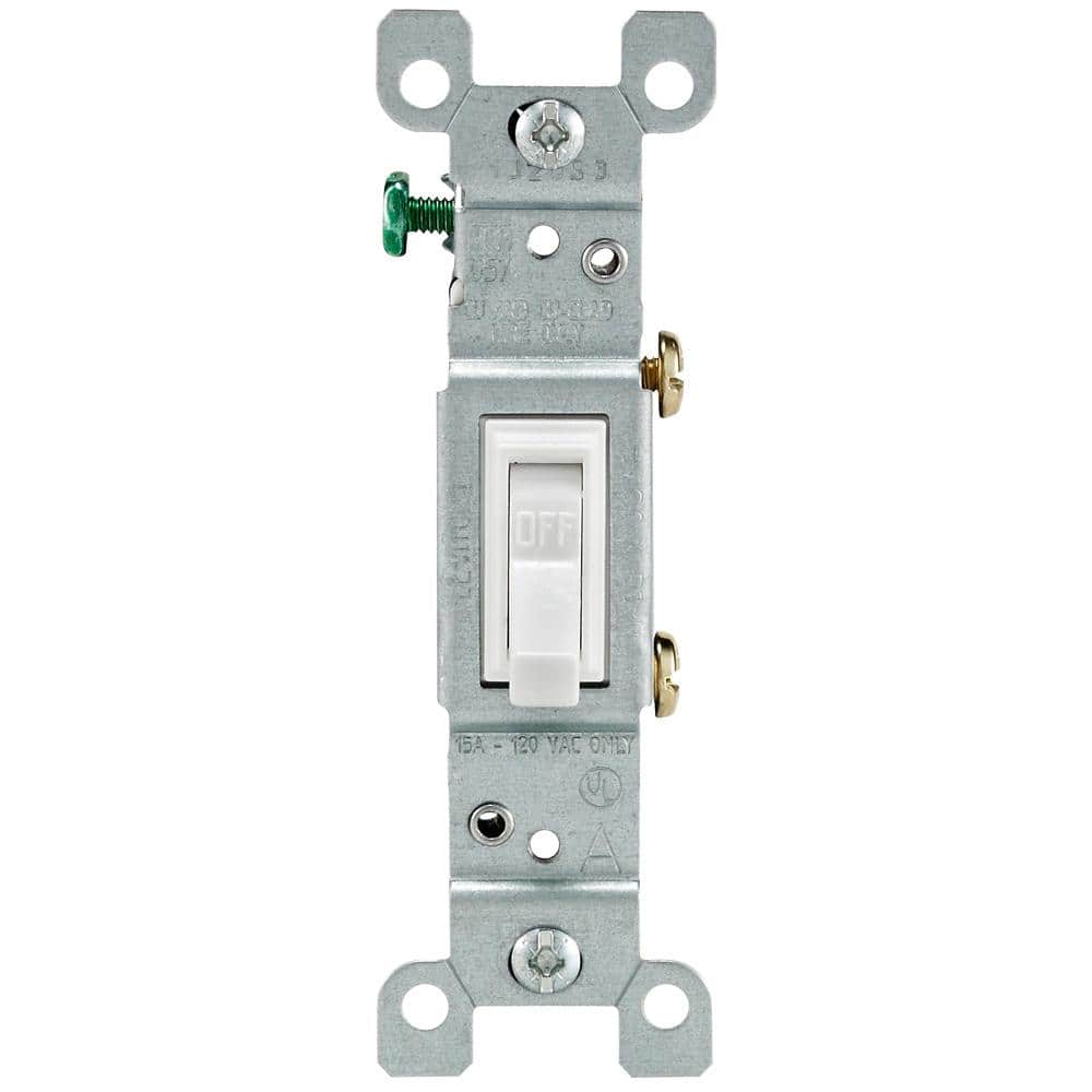 15A 1-POLE TOGGLE SWITCH  WHT WHITE/SGL POLE/TOGGLE/GRD SCRW