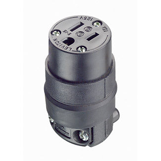 15a 125v RBR/GR CONNECTOR-BLK RUBBER GROUNDING/2p3w/15-15R