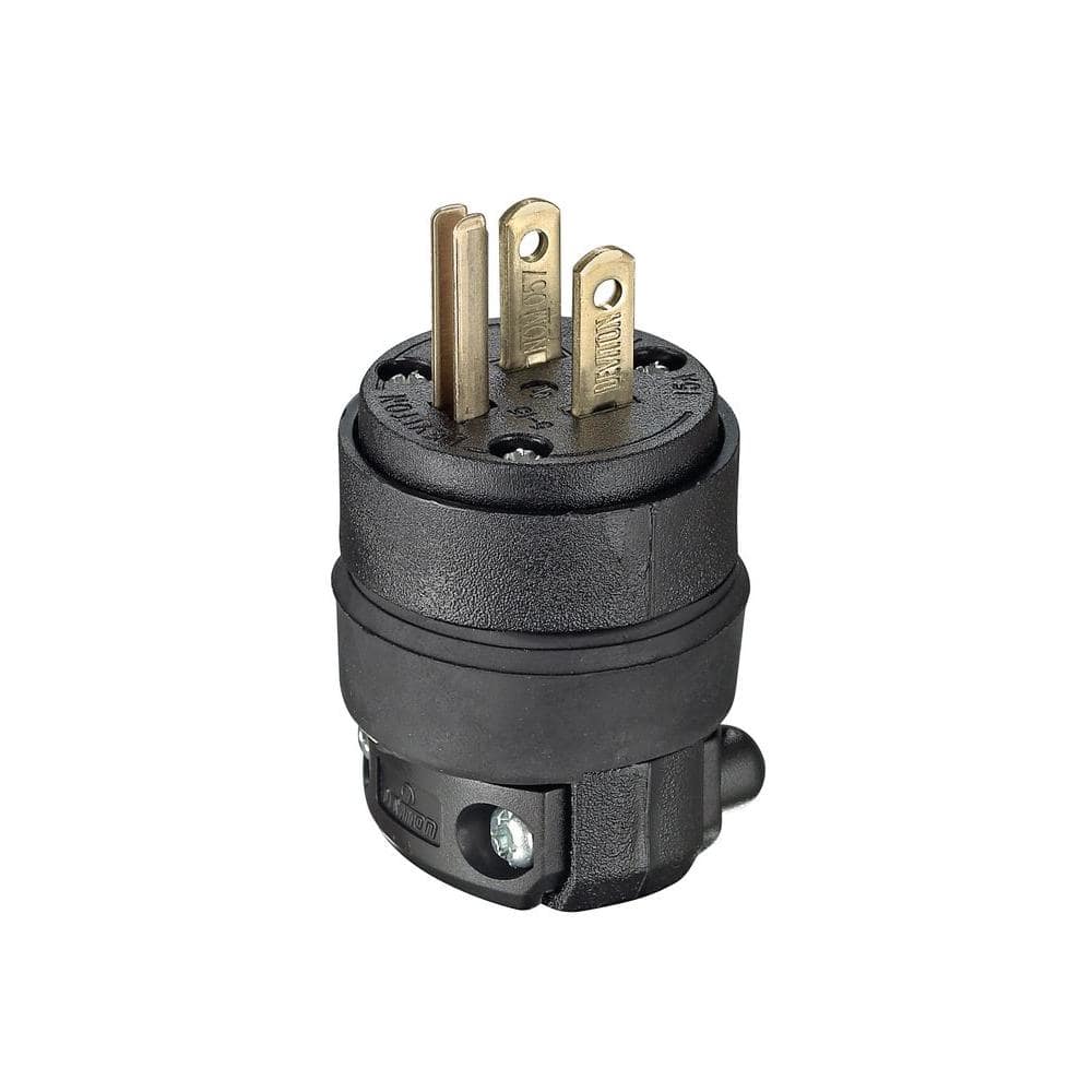 15a 125v RBR/GR PLUG-BLACK    RUBBER GROUDING/2p3w/5-15p
