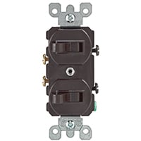 2-S/P BR TOGGLE SWITCH COMBO  SGL POLE/15a/120v/BROWN