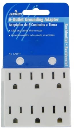 6 OUTLET WH GRD TAP-PLUG-IN   WHITE/DUPLEX RECEPTACLE/5-15R