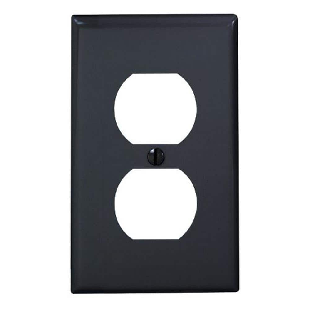 1g BK STD DUPLEX RECEPTACLE   WALLPLATE BLACK/NYLON