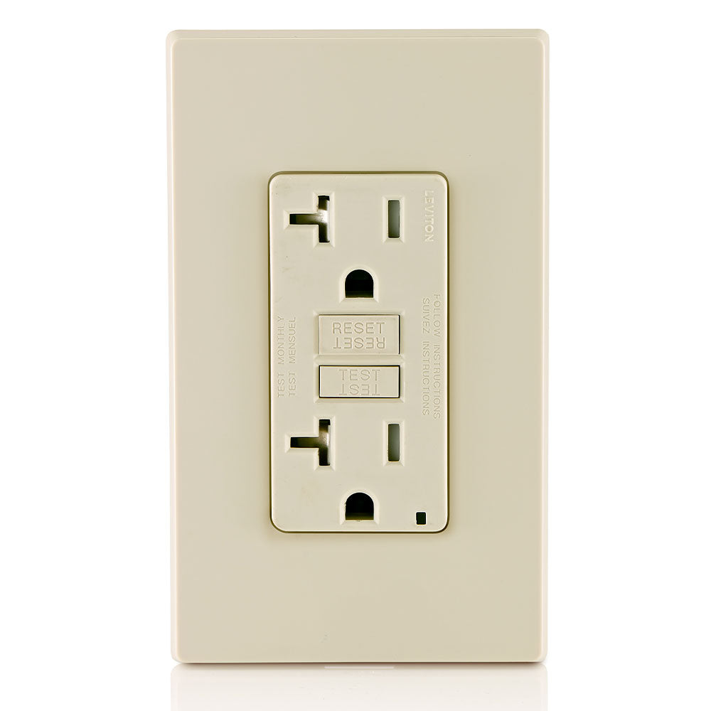 <S> 20a S/T LA TR GFCI RECEPTASELF TEST 20a FEED THRU-LT ALM