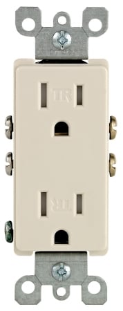 10pk -15a 125v LIGHT ALMOND   DECORA 2-POLE DUPLEX OUTLET