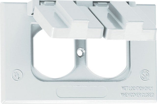 W/P 1G DBL FLP COVER-WHITE    HORIZONTAL DOUBLE FLIP OUTLET
