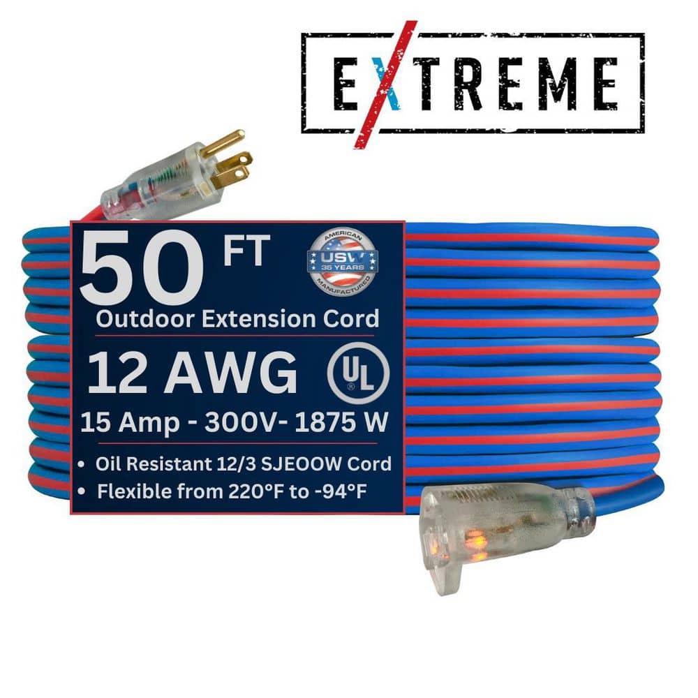 50'12/3 L/T LITED CORD-EXTENSNSJEOOW-94deg BLUE ALL-FLEX UL
