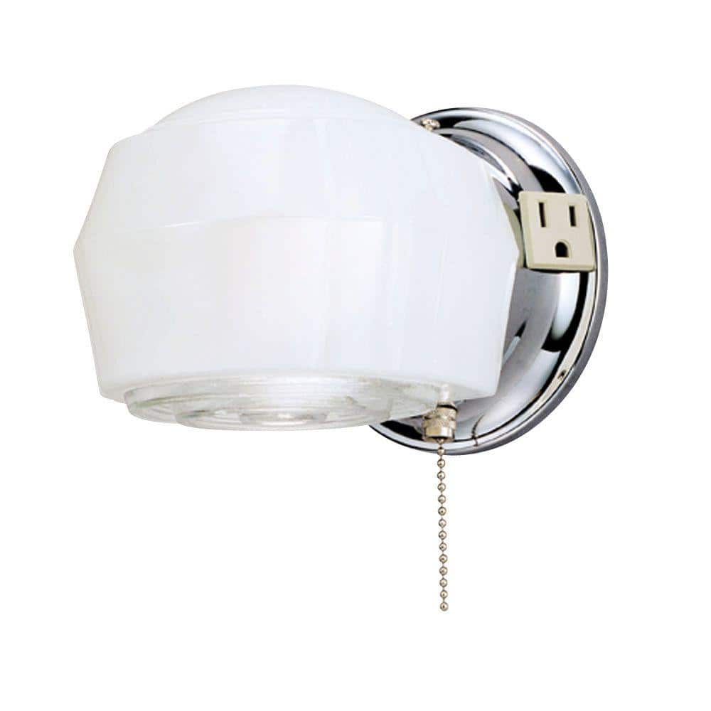 CHR WALL BATH FIXTURE         W/PC SWITCH & GRD OUTLET-1x60w