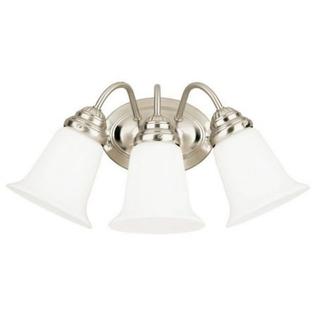 3 LT B/N WALL FIXTUER W/GLASS BRUSH NICKEL/3-60w MAX/WH GLAS