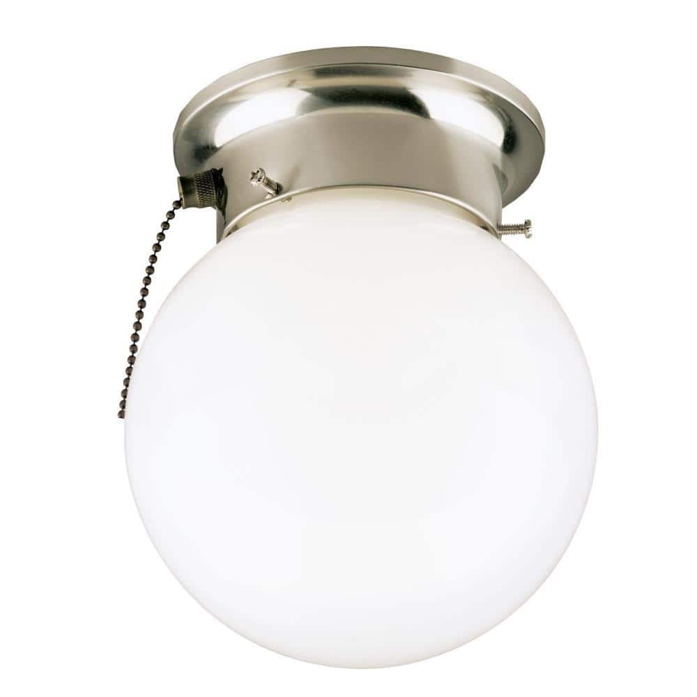 6"NKL P/C GLOBE FIXTURE       60w CEILING PUL/CHAIN NICKEL