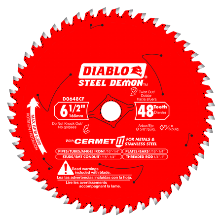 61/2"X48TOOTH STEEL DEMON CERMSAW BLADE METAL & STANLESS STE