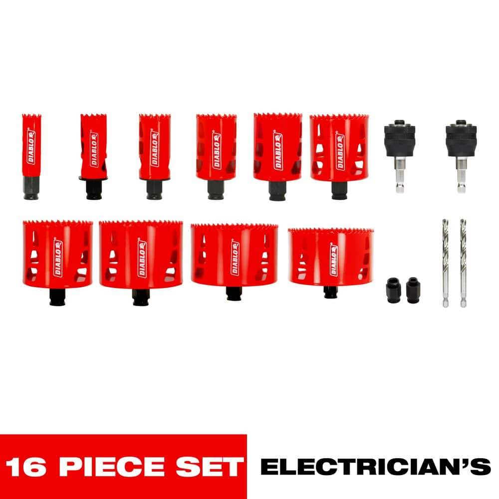 16 PIECE BI-METAL HOLE SAW SET FOR ELECTRICIANS