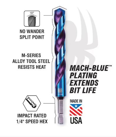 <C> 11/64 MACH-BLUE HEX SHANK DRILL BIT