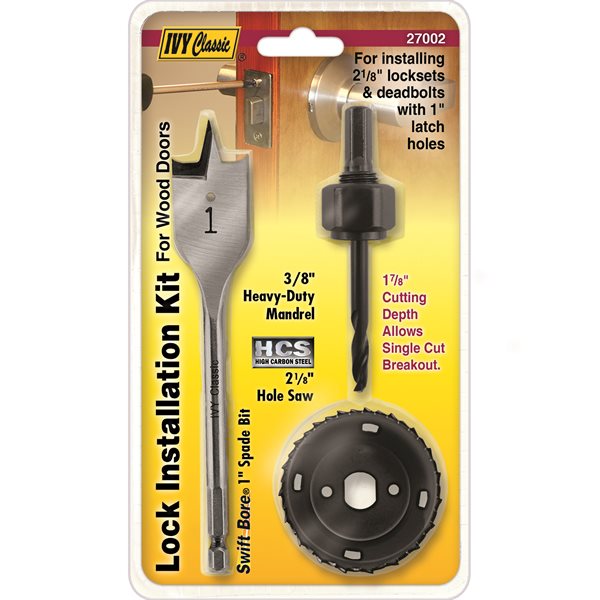 LOCK INSTAL KIT WOOD DR       2 1/8 W/1" SPADE BIT