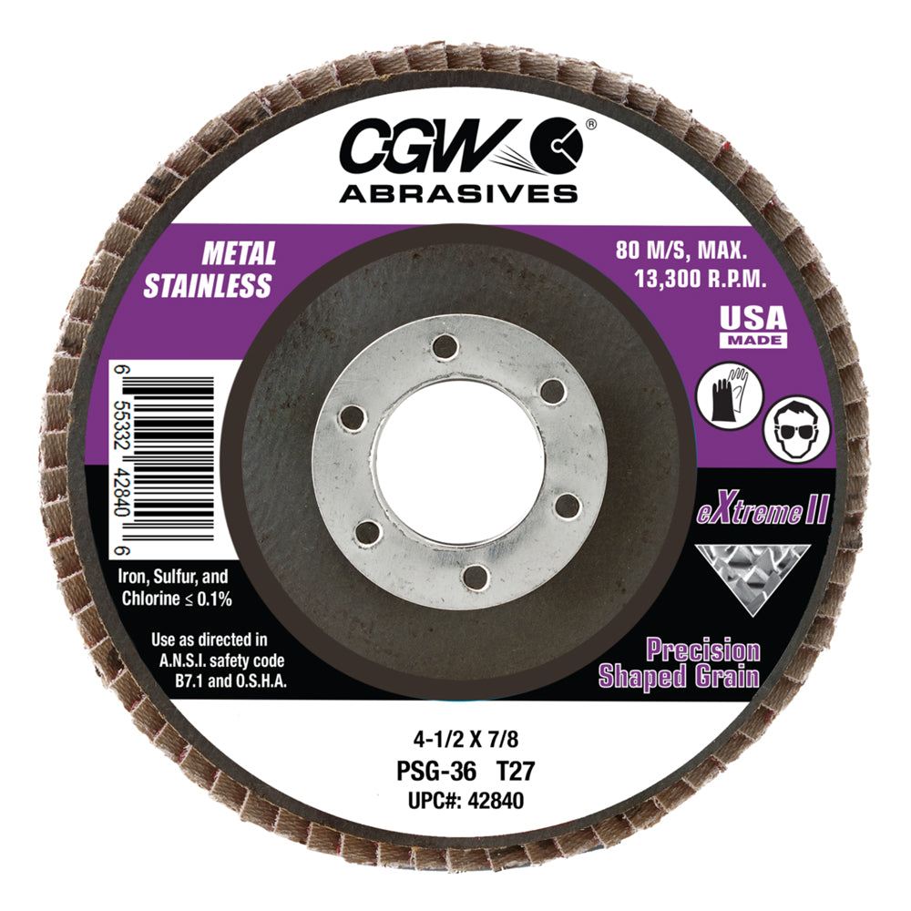 PSG EXTREME II FLAP DISCS     4-1/2" X 5/8"-11  PLASTIC BACK
