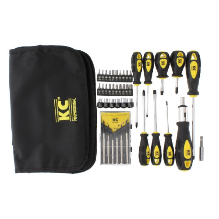 43pc SCREWDRIVER SET EASY GRIP8 SCRDR/1 RATC/20BIT/6SOC/6PRE
